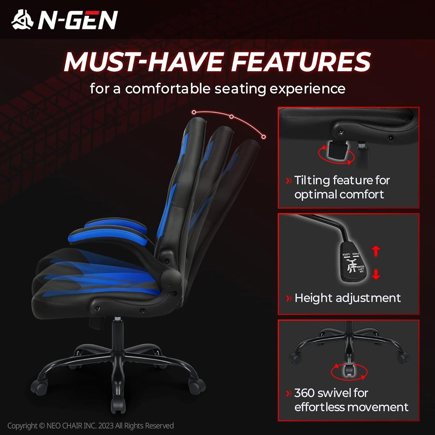 N-GEN Gaming Chair – Comfortable Ergonomic Design for Work & Play