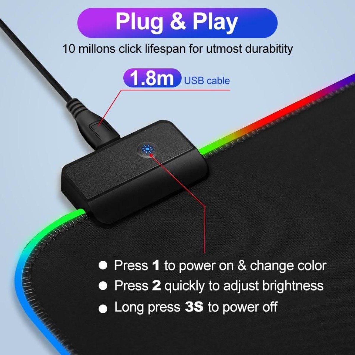 Ninja Dragons One-Touch RGB Gaming Mouse Pad