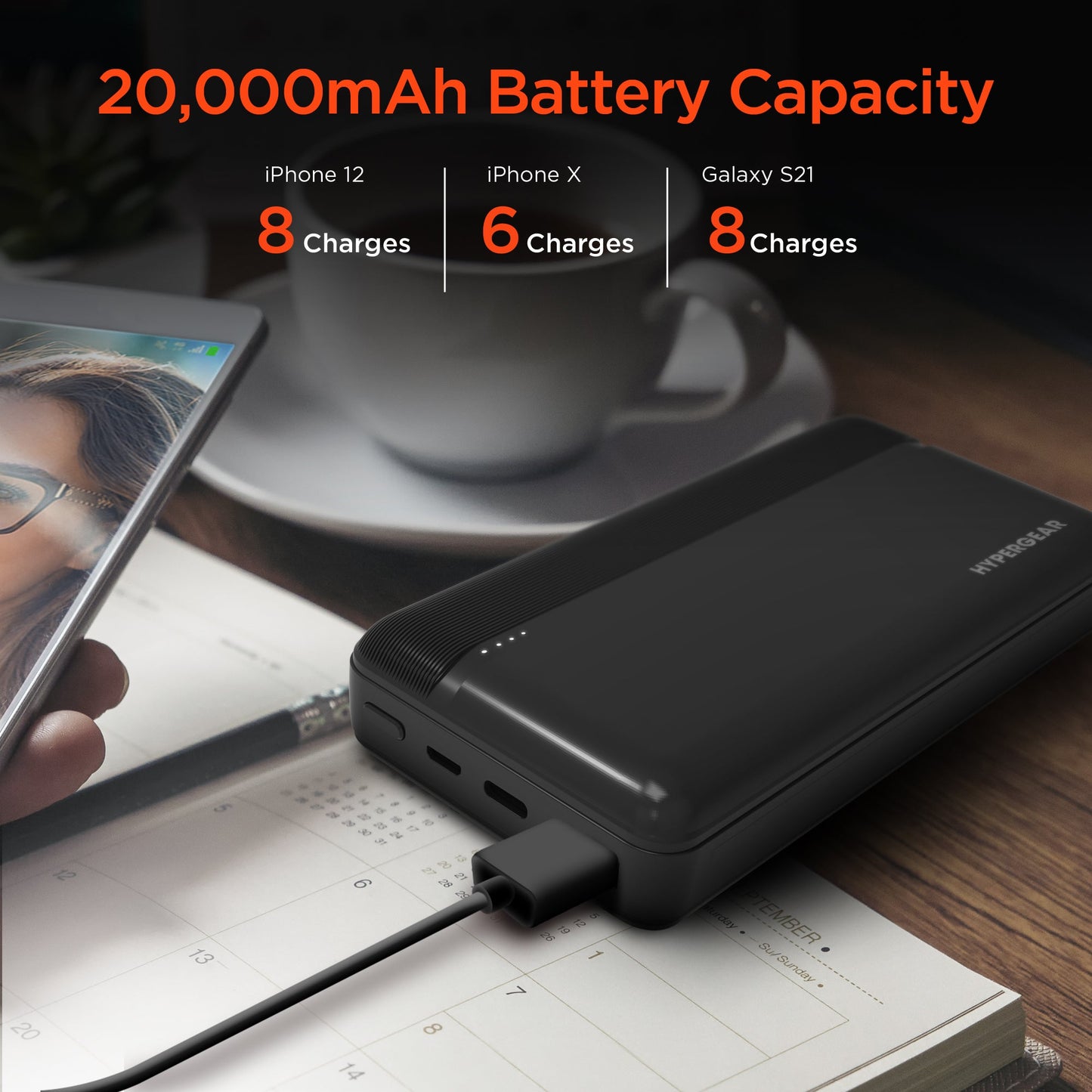 HyperGear 20,000mAh Fast Charging Power Bank (20W USB-C + 18W QC3.0)