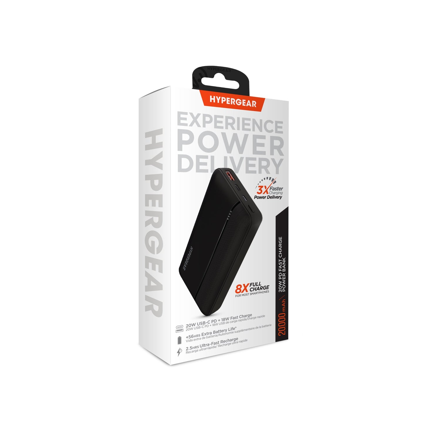 HyperGear 20,000mAh Fast Charging Power Bank (20W USB-C + 18W QC3.0)