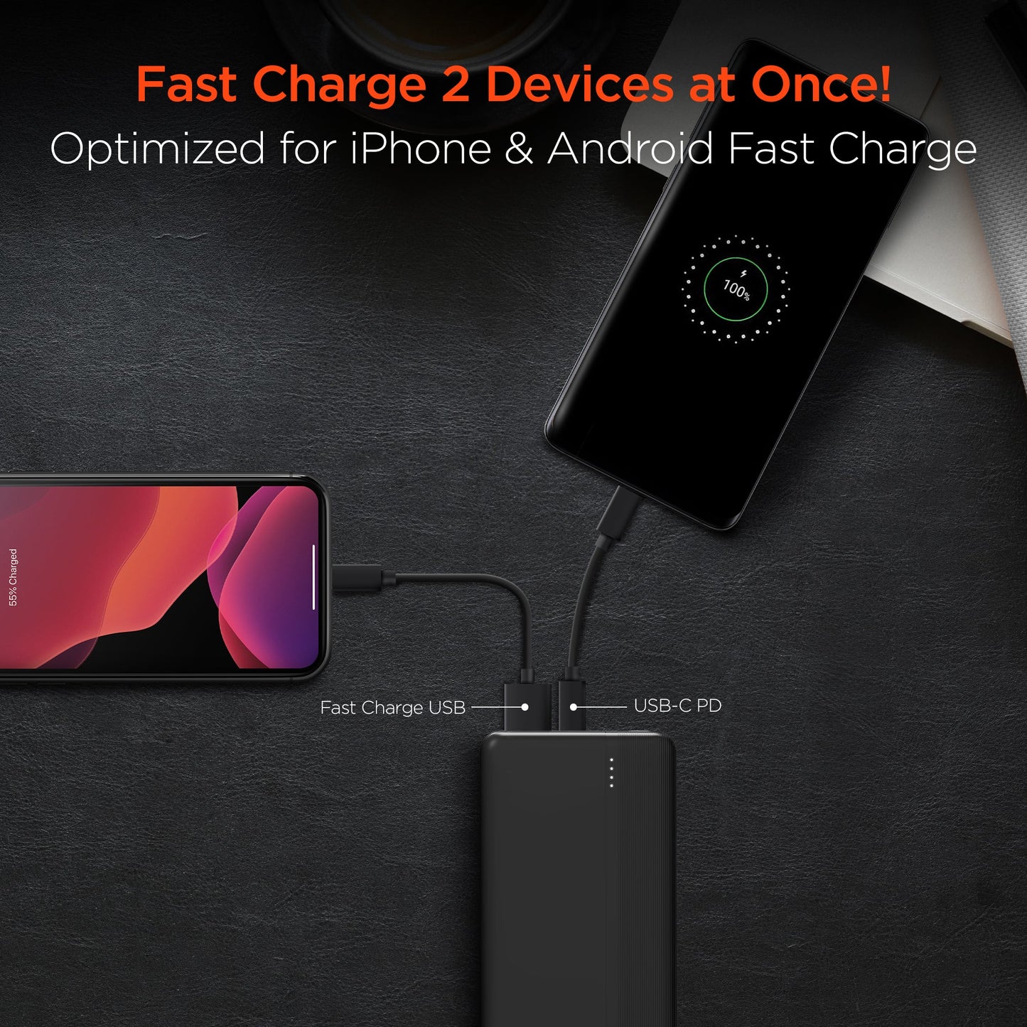 HyperGear 20,000mAh Fast Charging Power Bank (20W USB-C + 18W QC3.0)